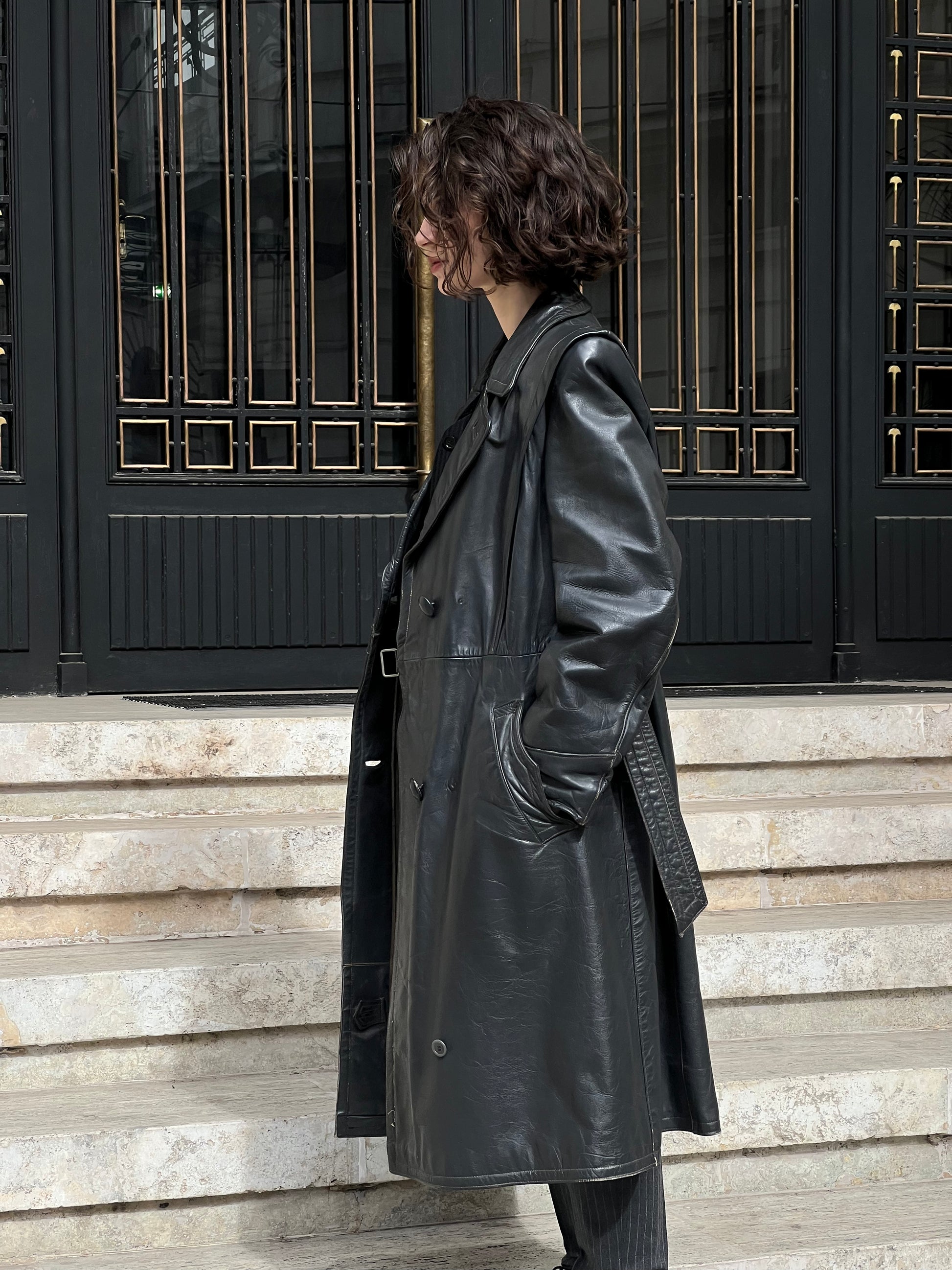 vintage leather long coat